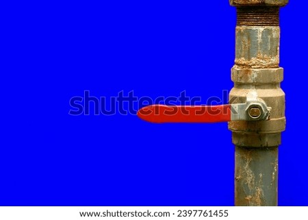 Plumbing. Sewerage. Water valve shutting off the water tap in the basement                                Royalty-Free Stock Photo #2397761455