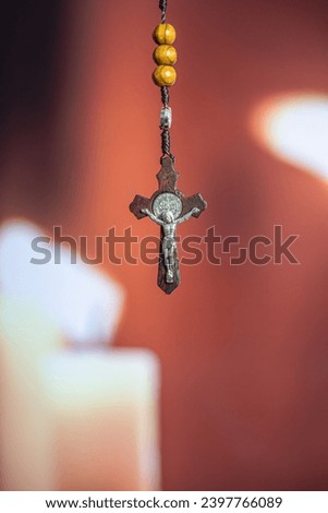 Religious Christian theme with Biblical concept of Jesus Christ crucified on the cross for the holiday of Forgiveness Sunday or Christmas.