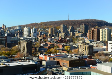 Montreal city skyline with Mont Royal at the background, Montreal, Quebec, Canada