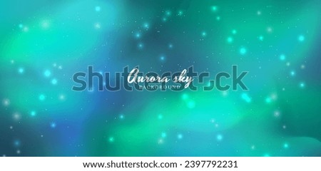 Aurora starry night sky banner background vector