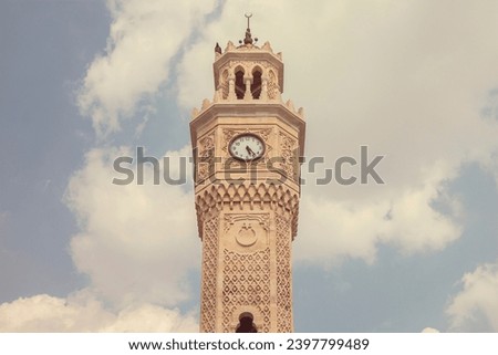 close-up shot of izmir clock tower Royalty-Free Stock Photo #2397799489