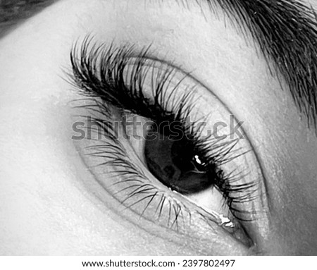 Beautiful eye of a girl, black and white photo