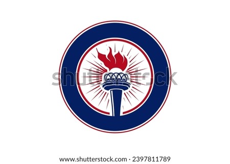 Ancient classic Greek torch logo fire flame with spark light.