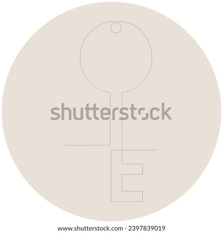 Continuous single line art of key, House Key simple line drawing vector design