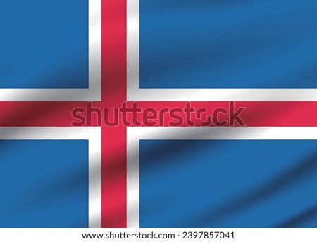 Iceland flag. The official ratio. The wavy flag. Standard size. Standard color. Flag icon. 3d illustration. Computer illustration. Digital illustration. Vector illustration.