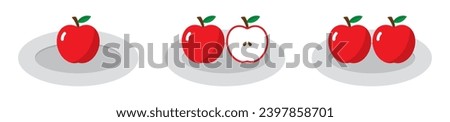 Apple fruit on plate icon, vector illustration