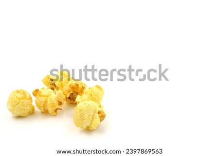 Yellow popcorn on white background