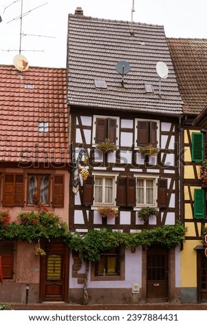 Autumnal detailed view of the French town of Ribeauville in Alsace, photos from a walking tour