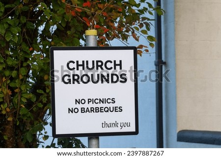 Church grounds sign, no picnics, no barbeques