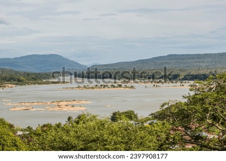 Scenery along the Mekong River bank At Khong Chiam District Ubon Ratchathani Province, Thailand, border between Lao PDR and