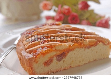 A piece of Greek jam tart (pasta flora) on a plate Royalty-Free Stock Photo #2397948733