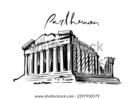 Acropolis of Athens sketch. The Parthenon Drawing