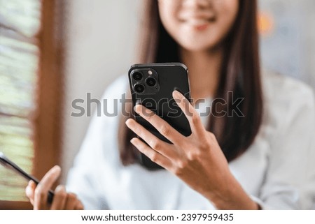 Close up hands using smartphone reading news or using applications, network connection 
