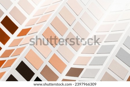 Color samples palette catalog. New trending PANTONE 13-1023 Peach Fuzz colour of 2024 year 