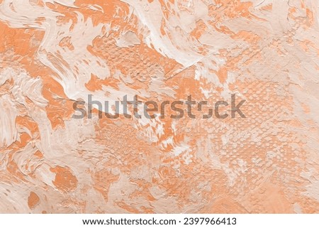Abstract art background. Oil painting on canvas. New trending PANTONE 13-1023 Peach Fuzz colour of 2024 year 
