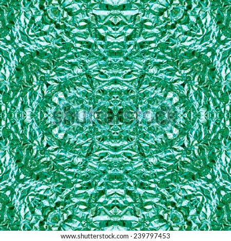Pattern of Crumpled green aluminum foil for background