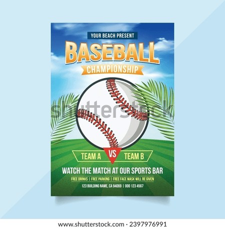 Baseball Flyer or Poster Template Design in Vector