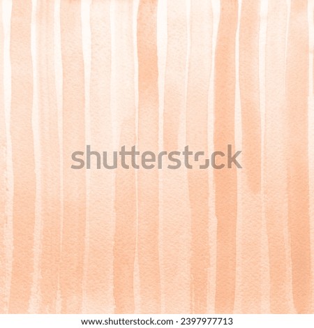 Peach fuzz trendy color hand painted stripes. Watercolor textures on white paper background. Yellow watercolor canvas for splash design. Invitation backdrop. Vintage template. Royalty-Free Stock Photo #2397977713