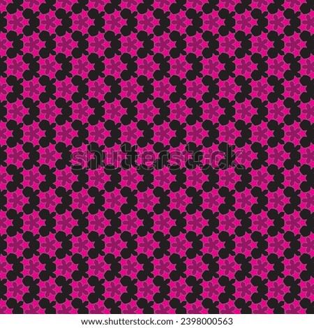 Vector wallpaper with pattern fill. Five-pointed stars folded into an object. Repeating pattern, five-pointed star. Black background with pink object. Geometric abstract pattern. Wallpaper, background