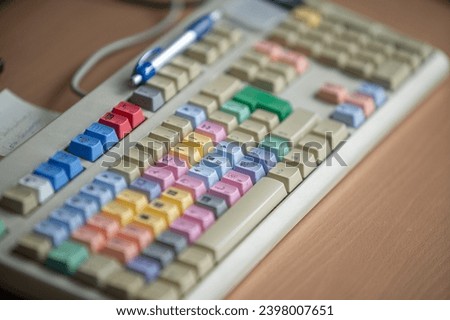 Color video editor keyboard close up