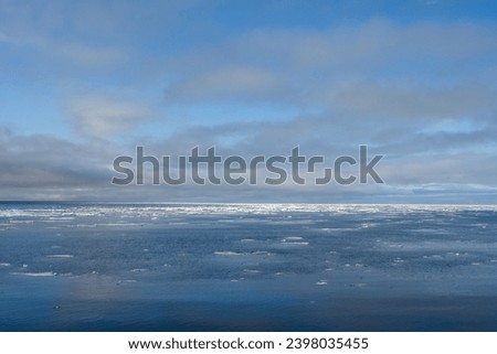 Melting sea ice, broken off from the ice shelf, floating in the arctic ocean in the high arctic, global warming in action
 Royalty-Free Stock Photo #2398035455