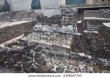 The ruins of Templo Mayor in Mexico City, once home to the most sacred Aztec pyramids and temples Royalty-Free Stock Photo #2398047745