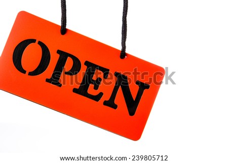 open signboard on white background