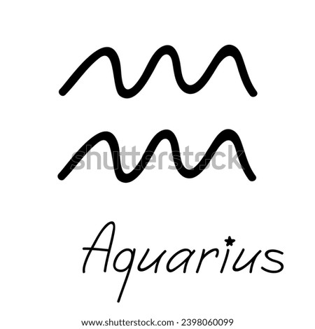 Hand drawn aquarius zodiac sign Esoteric symbol doodle Astrology clipart Element for design