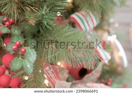 Christmas tree up close ornament decorations 