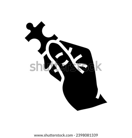 puzzle jigsaw hand glyph icon vector. puzzle jigsaw hand sign. isolated symbol illustration