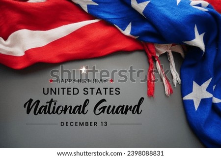 USA flag with text for United States National Guard birthday
