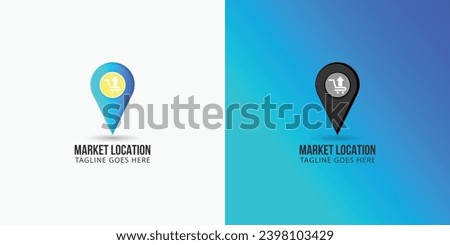 Map pointer with shopping location, Pin maps combine.