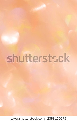 Abstract bokeh background peach colored, natural glare from lights, trend color year 2024 peach fuzz monochrome photo, gradient color, blurred bokeh texture as Glittering aesthetic textured pattern