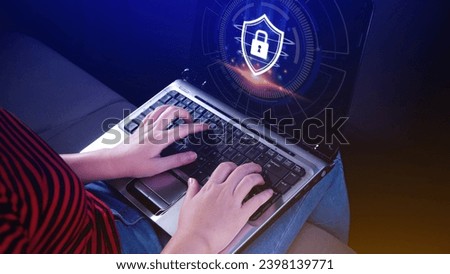 Computer network protection, secure and safe your data concept, using holding shield protection icon, Security shield Lock Security Protect Concept.