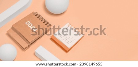 office calendar and peach beige color 2024