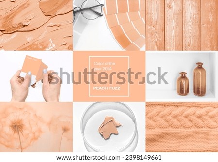 Collage Peach beige color 2024 Royalty-Free Stock Photo #2398149661
