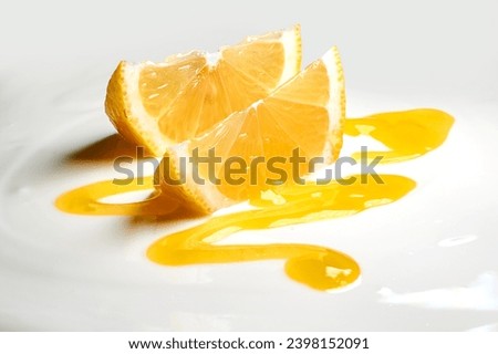  Fresh orange pieces on yogurt