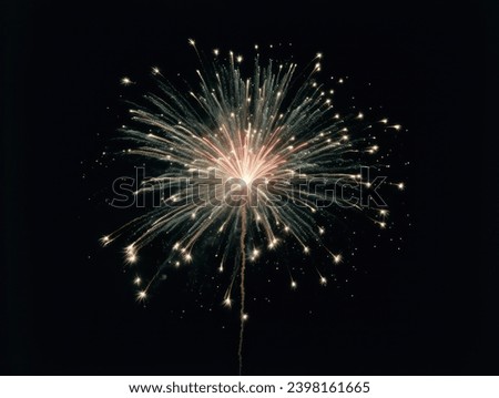 Fireworks. Colorful celebration fireworks isolated on a black sky background. Shot of wonderful and vivid fireworks exploding. Burst.