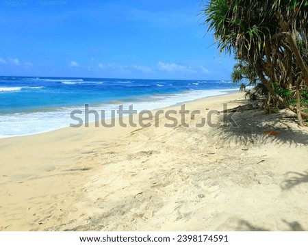 Beach with blue ocen and blue sky