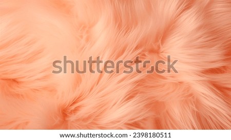 Trendy peach fur texture close up. Abstract apricot wool structure background. Color of the year 2024 Peach Fuzz Royalty-Free Stock Photo #2398180511