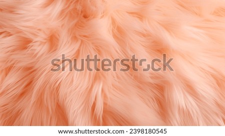 Trendy peach fur texture close up. Abstract apricot wool structure background. Color of the year 2024 Peach Fuzz Royalty-Free Stock Photo #2398180545