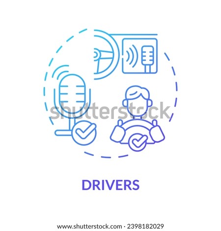 2D drivers thin line gradient icon concept, isolated vector, blue illustration representing voice assistant.