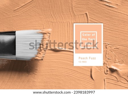 New trending PANTONE 13-1023 Peach Fuzz colour of 2024 year oil paint stroke on white background
 Royalty-Free Stock Photo #2398183997
