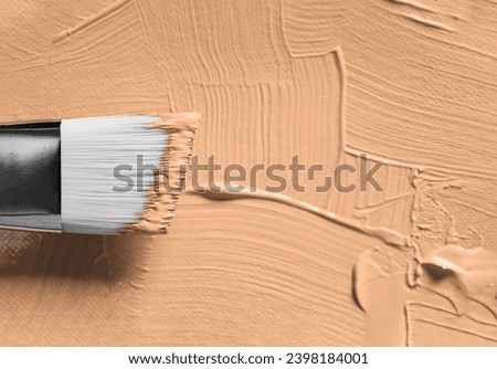 New trending PANTONE 13-1023 Peach Fuzz colour of 2024 year  oil paint stroke on white background. Royalty-Free Stock Photo #2398184001