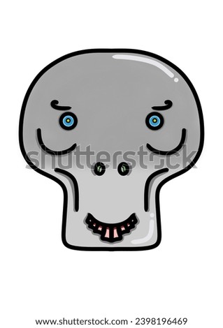 Grey skull illustration. Skull illustration. Icon.