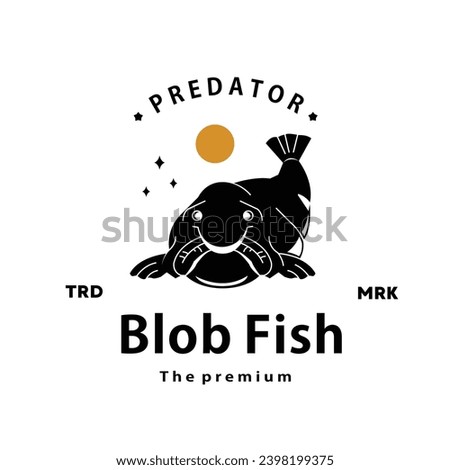 vintage retro hipster blob fish logo vector outline silhouette art icon		