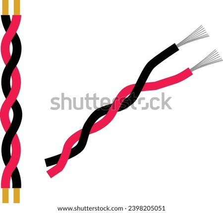 Twisted paired electrical wires icon. Twisted pair cable sign. Twisted pair cable line symbol. flat style. Royalty-Free Stock Photo #2398205051