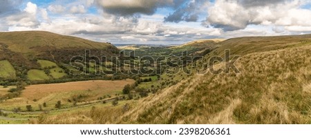 Landscape in the Brecon Beacons National Park seen from Sarn Helen near Ystradfellte in Powys, Wales, UK Royalty-Free Stock Photo #2398206361
