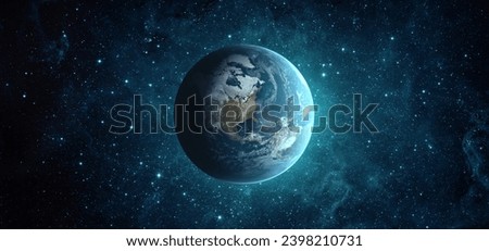 Panoramic view of the Earth, star and galaxy. Sunrise over planet Earth, view from space. Elements of this image furnished by NASA