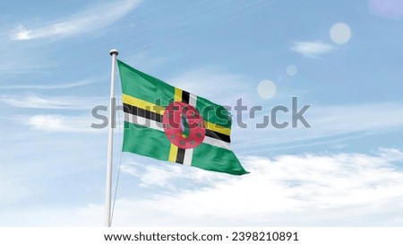 Dominica national flag waving in the sky.